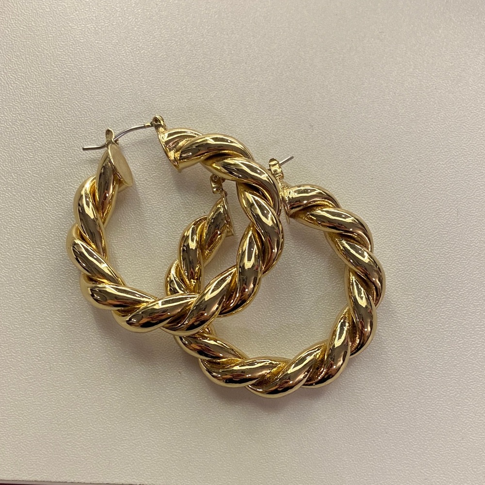 Gold Braided Hoop Earrings